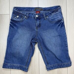 Y2K Nina Rossi Women Sz 5 Denim Bermuda Shorts Stretch Mid Rise Capri Blue Jeans